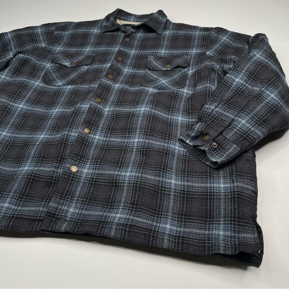 Canyon Guide Outfitters Shacket Sherpa Flannel Shirt Plaid Blue Black Winter 2X - Picture 2 of 16